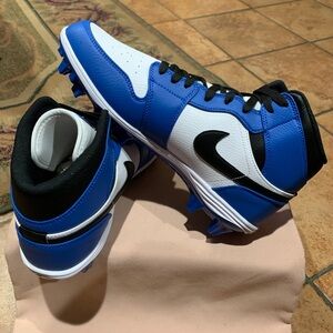 Jordan 1 Mid TD "Black/Royal/White" Football Cleat